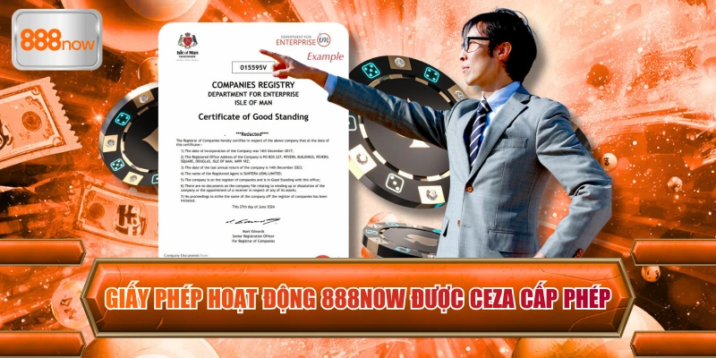Giấy phép hoạt động 888now được CEZA cấp phép